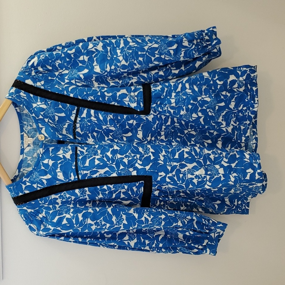 Jigsaw Linen Shadow Leaf Print 3/4 Sleeve Top Size US 2